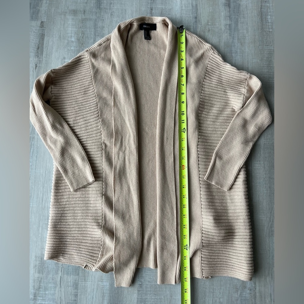 FOREVER 21 Beige Open Front 3/4 Sleeve Cardigan Size Small - Picture 5 of 5